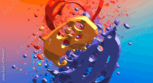 Dynamic Splash of Colorful Abstract Forms Against a Gradient Background