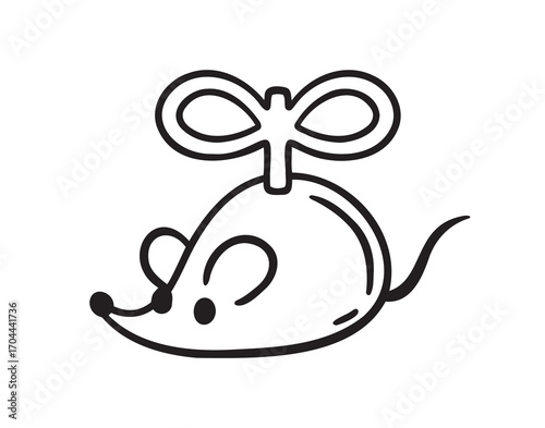  clockwork mouse toy mouse icon doodle hand drawn. Outline line drawing clipart symbol