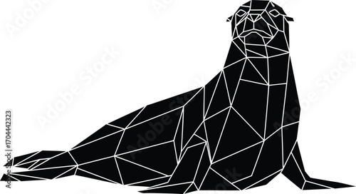 Vector art of geometric silhouette of a seal lying down