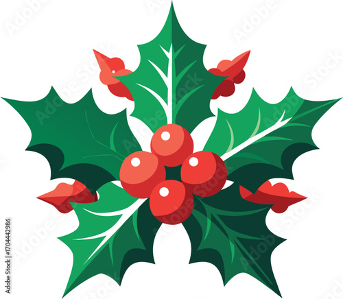Festive Holly Berry Illustration for Christmas and Winter Holiday Season