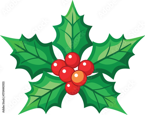 Festive Holly Berry Arrangement with Vibrant Green Leaves