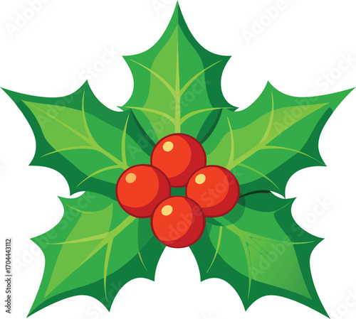 Festive Holly Berry Sprig Decoration Bright and Cheerful Holiday Icon