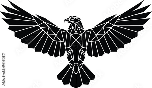 Vector art of geometric eagle with wings spread