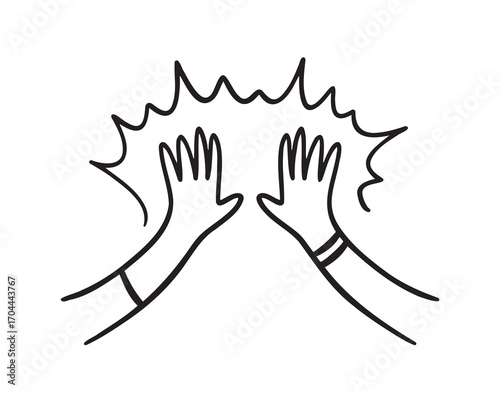 Hand drawn hands clapping high five gesture applause celebration greeting