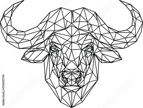 Vector art of geometric low poly buffalo head