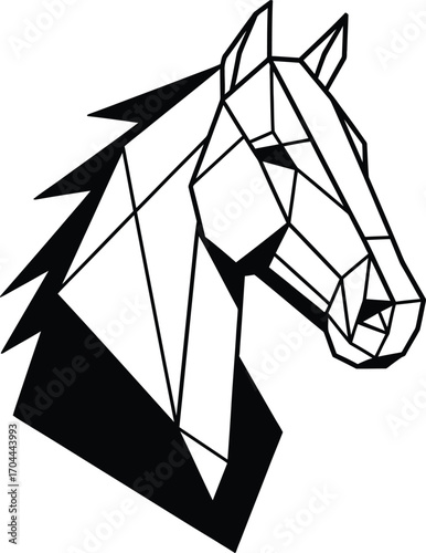 Vector art of geometric line art of a horse head