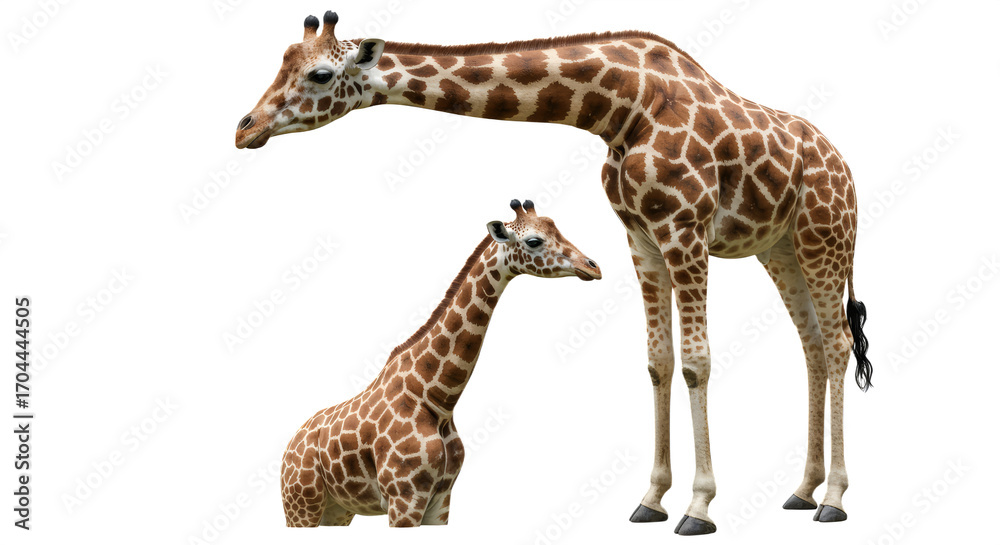 Naklejka premium Giraffe standing isolated, PNG