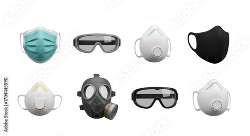 Assortment of Protective Masks and Goggles