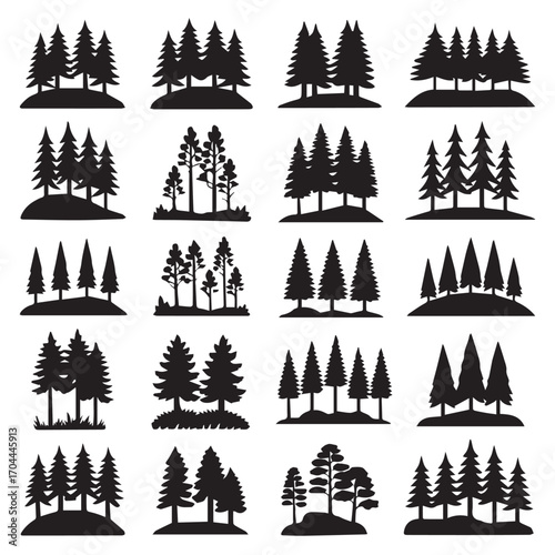 versatile conifer tree silhouette pack with 20 vector graphics for forests landscapes logos icons and decorative nature elements