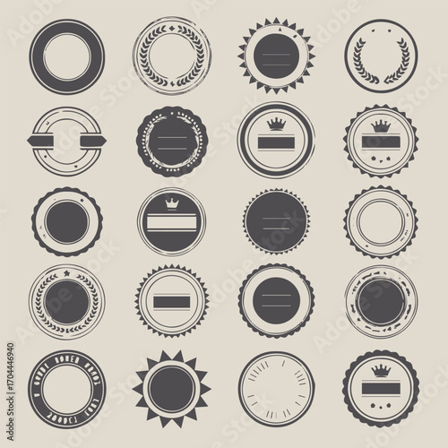 classic retro emblem and label vector collection with ornamental frame stars minimal design for certificates awards stamping