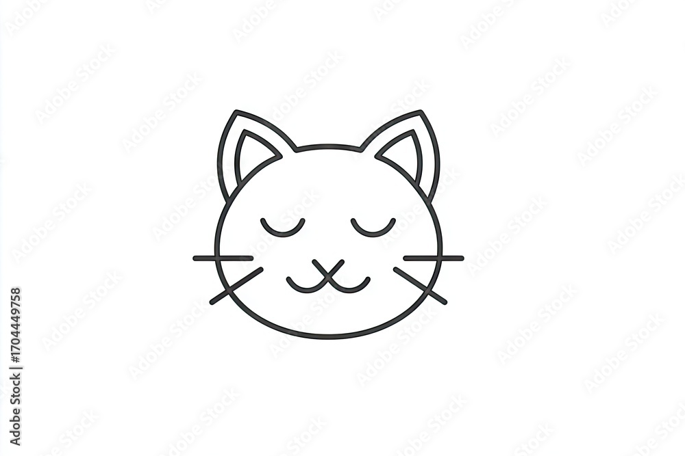 Fototapeta premium Simple line drawing of a cat's head.