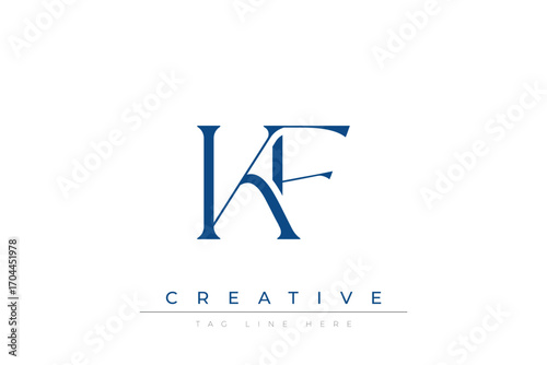 Blue stylized letters KF combined in a modern design on a clean white background, evoking professionalism and creativity. Ideal for branding, business identity, and corporate representation concepts.