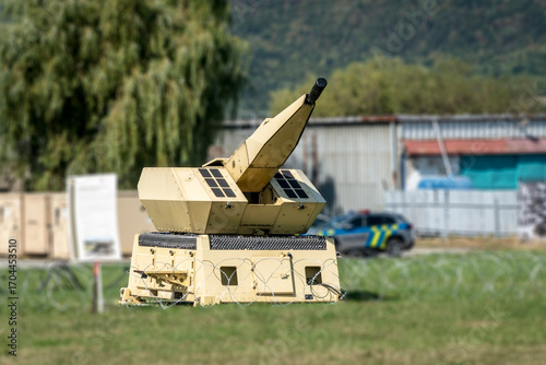 Bild auf Leinwand Automated defense system against drones and other hostile small flying objects