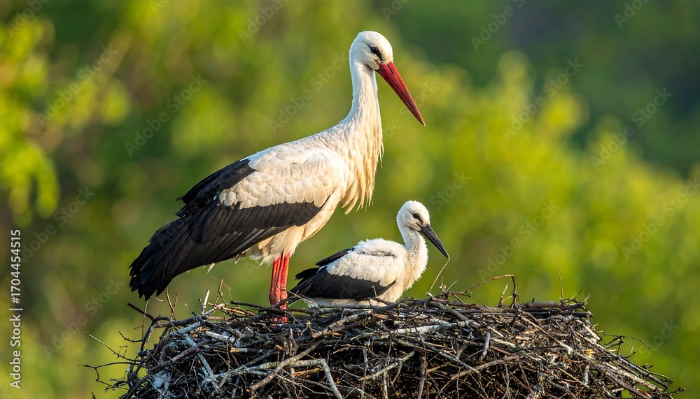 Fototapeta premium Two storks in a nest