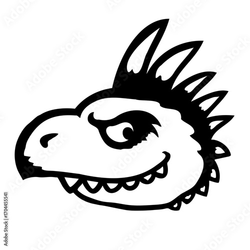 Evil Dino Bird Sharp Horns Monster Funny Grinning