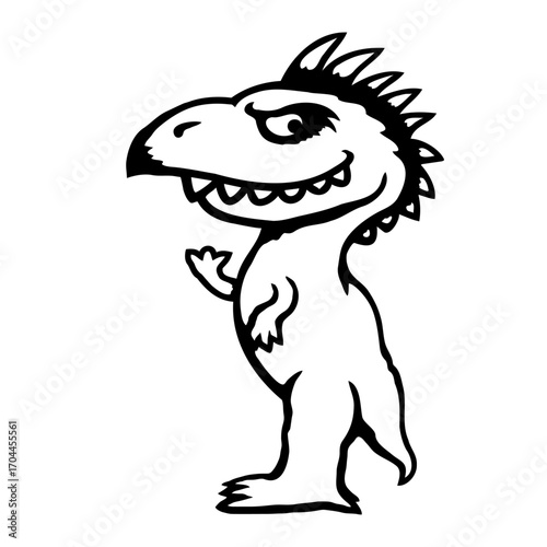 Evil Dino Bird Sharp Horns Monster Funny Grinning