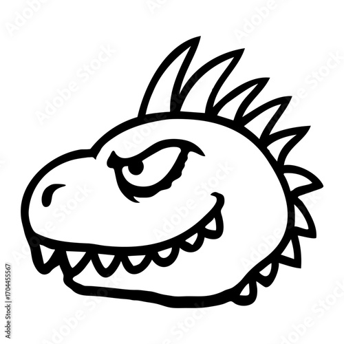 Evil Dino Sharp Horns Monster Funny Grinning Cool