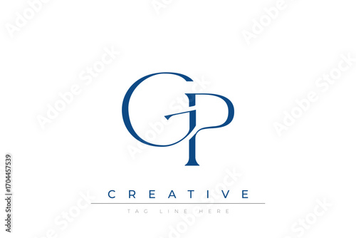 Blue stylized letters GP combined in a modern design on a clean white background, evoking professionalism and creativity. Ideal for branding, business identity, and corporate representation concepts.