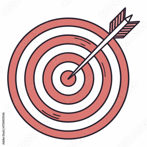 Illustration of a target with concentric circles and an arrow hitting the center of the target