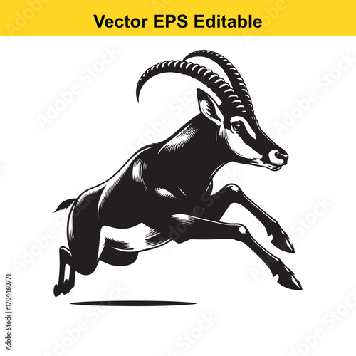 Vector art of black sable antelope running