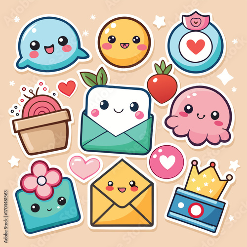 Collection Of Whimsical Cartoon Characters And Icons
