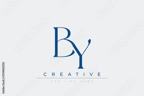 Blue stylized letters BY combined in a modern design on a clean white background, evoking professionalism and creativity. Ideal for branding, business identity, and corporate representation concepts.