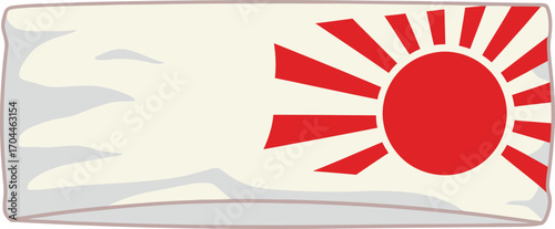 Japanese Hachimaki Headband with Rising Sun Flag, Traditional Cultural Symbol of Determination, Effort, and Perseverance, Asia Festival Accessory.