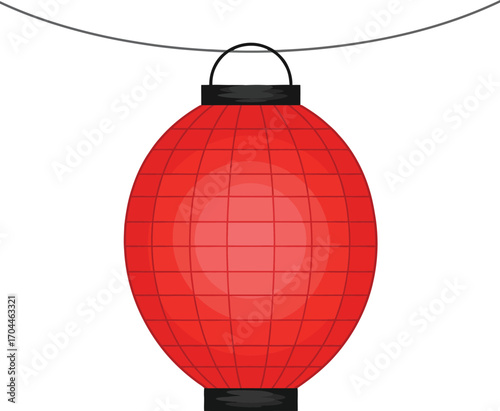 Traditional Chinese Lantern Illustration for Lunar New Year Festival, Asian Celebration Hanging Decoration, Cultural Event Decor, East Asia Style.