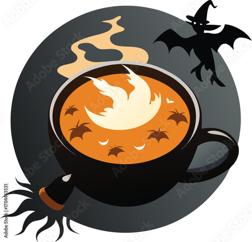 Witch Pumpkin Spice Latte Spooky Halloween Coffee Mug Design