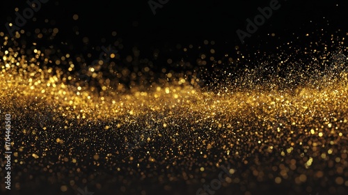 Wallpaper Mural abstract golden glitter lights floating on a black background Torontodigital.ca