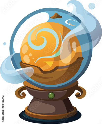 Witch Pumpkin Spice Latte Magical Crystal Ball Fantasy Art