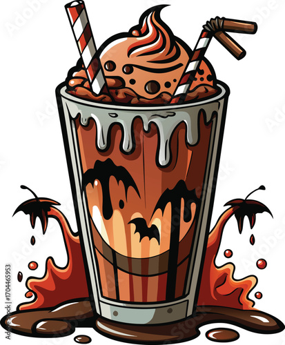Haunted Mocha Drink Halloween Chocolate Drink Bats