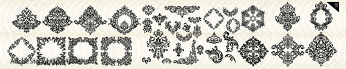 Vintage set of patterns. For wedding invitations, wallpapers, stained glass windows and cards.