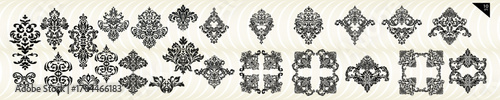 Vintage set of patterns. For wedding invitations, wallpapers, stained glass windows and cards.