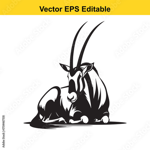 Vector art of oryx antelope sitting down