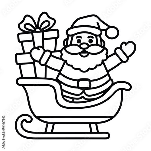 black santa claus in sleigh with gifts clip art preview