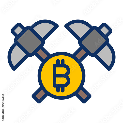 Bit coin Mining Vector Icon Design