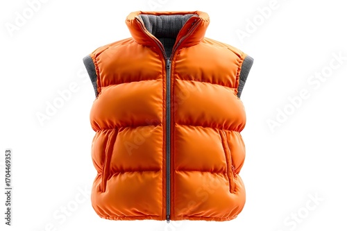 Down Vest Isolated on White Background for Winter Fashion and Outdoor Apparel Design