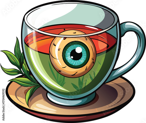 Haunted Tea Cup Spooky Eye Tea Cup Illustration