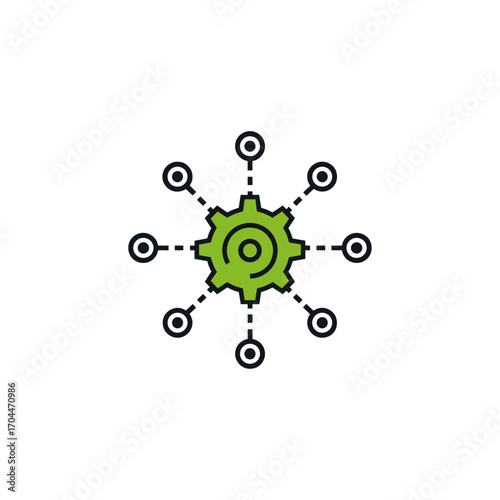 Centralized System or Hub and Spoke Model icon flat vector design