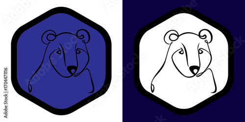 Decorative Bear Head in  black and white colors