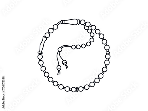Hand drawn islamic prayer beads or tasbih with tassel