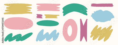 Hand drawn abstract shapes and brush elements for decoration or background