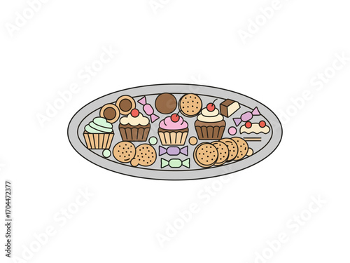 Assortment of delicious baked goods on a serving platter