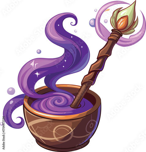 Witch Brew Chai Magical Potion Bowl Wand Stars