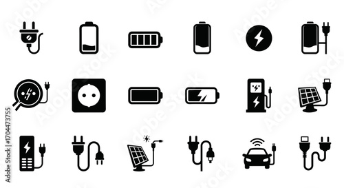 Charging Devices, Technology Illustration, Digital Environment, Minimalist Design, Flat View