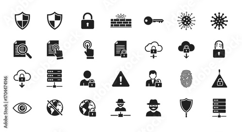 Cybersecurity Icons, Digital Protection, Technology Design, Vector Illustration, Online Safety, Graphic View, Iconography Concept