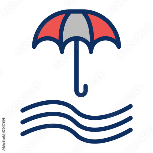 Beach Umbrella Vector Icon Design