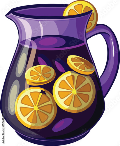Spooky Lemonade Drink Purple Pitcher with Lemon Slices