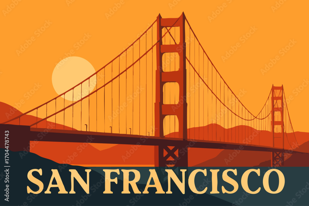 Obraz premium Golden Gate Bridge Sunset San Francisco